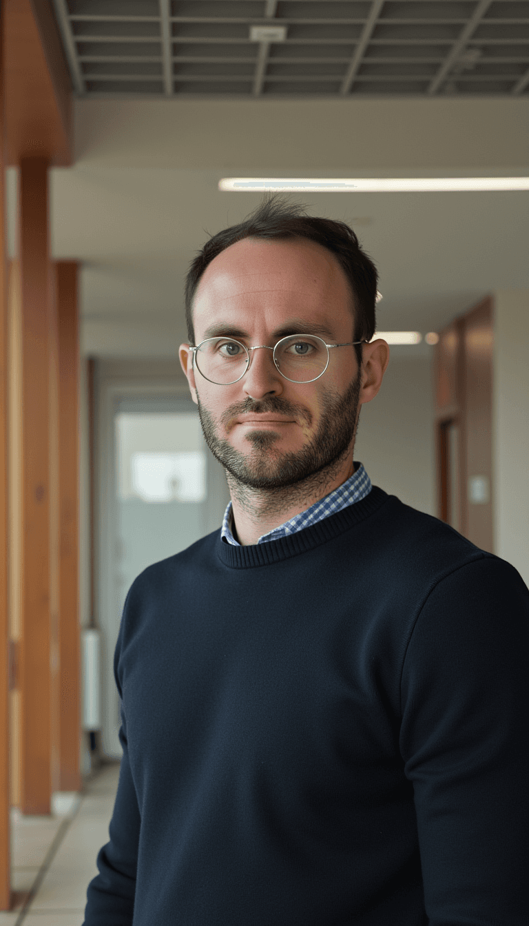 man in professional setting, business casual, approachable yet authoritative, clean composition, professional man. Emotion: . Environment: . Style: realistic