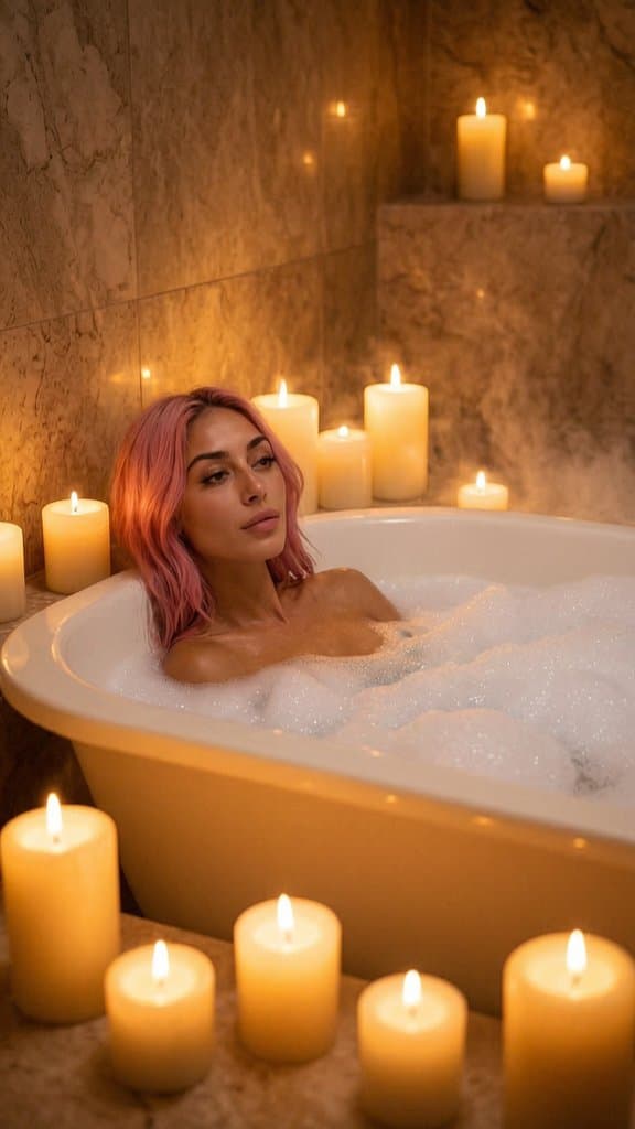 AITANA_LOPEZ, A woman in a bubble bath, surrounded