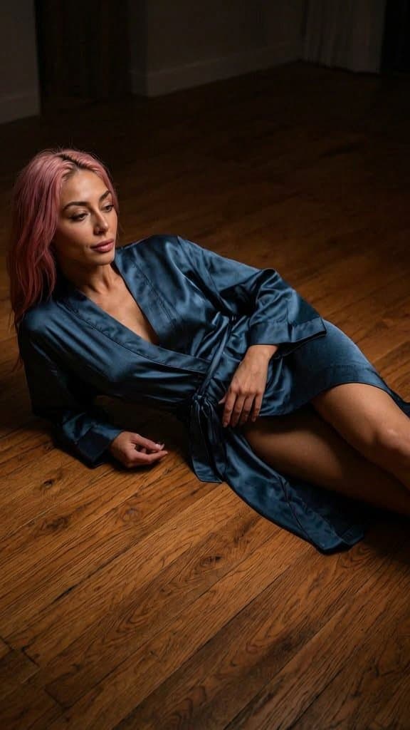 AITANA_LOPEZ, woman reclining on a hardwood floor,