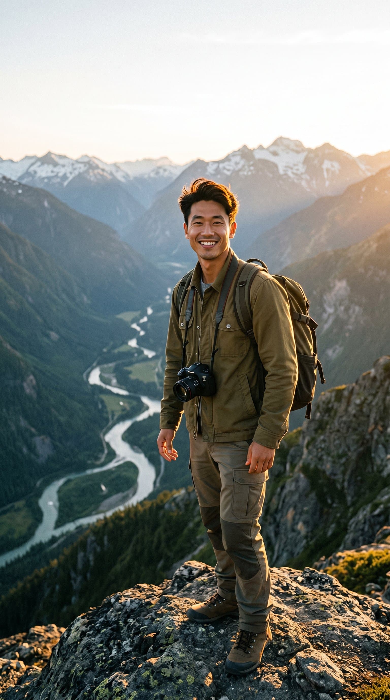 Travel-style photo of ASIAN_MODEL, scenic backgrou
