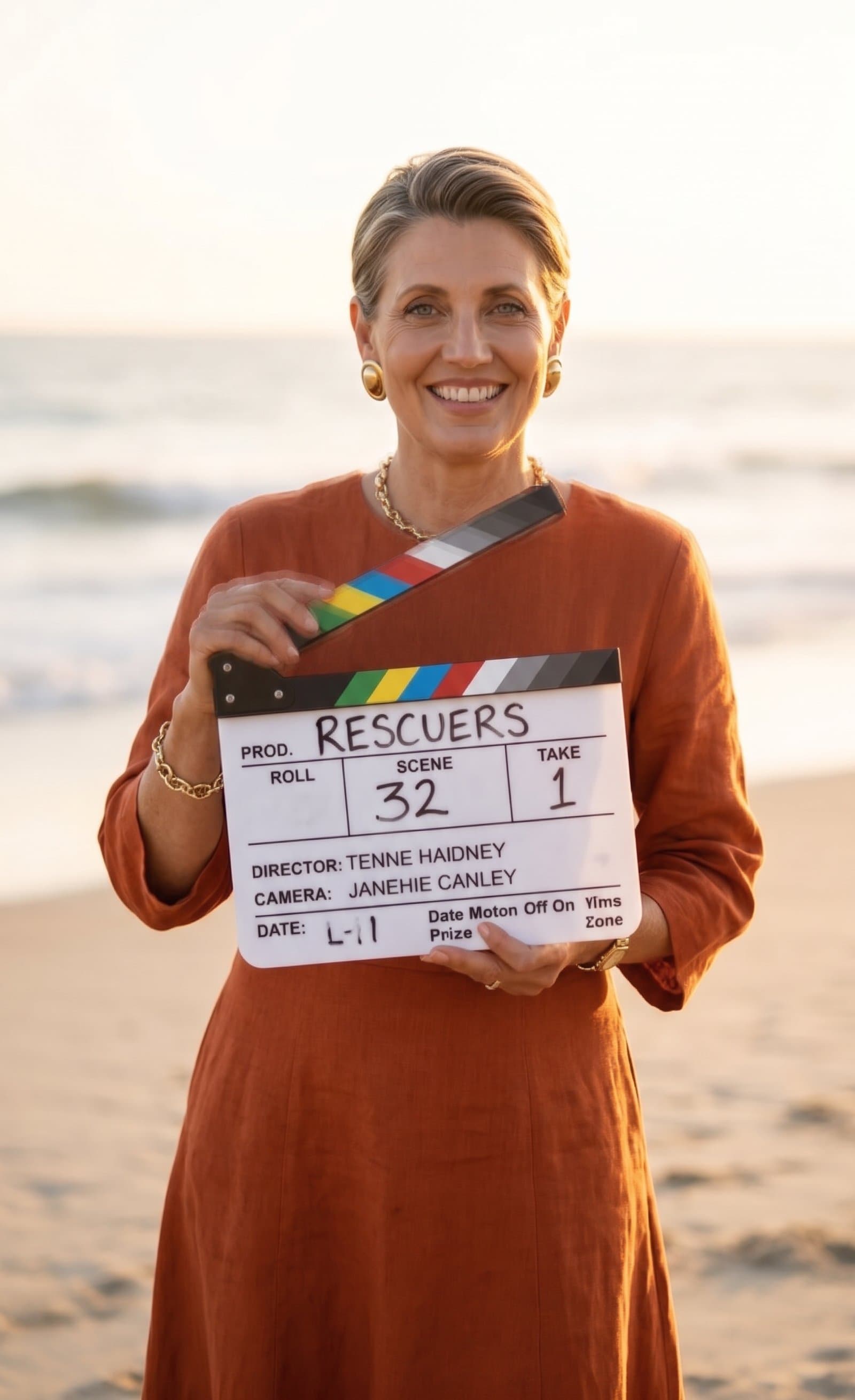 A perfectly preserved character stands on a sun-dr