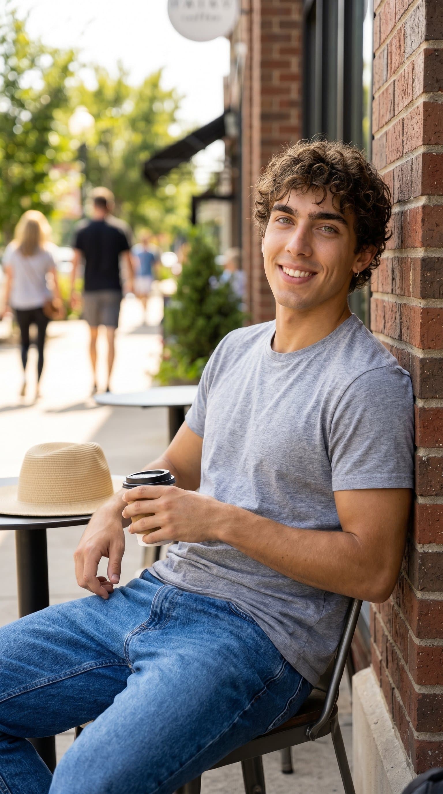 in casual jeans and t-shirt, relaxed handsome man,
