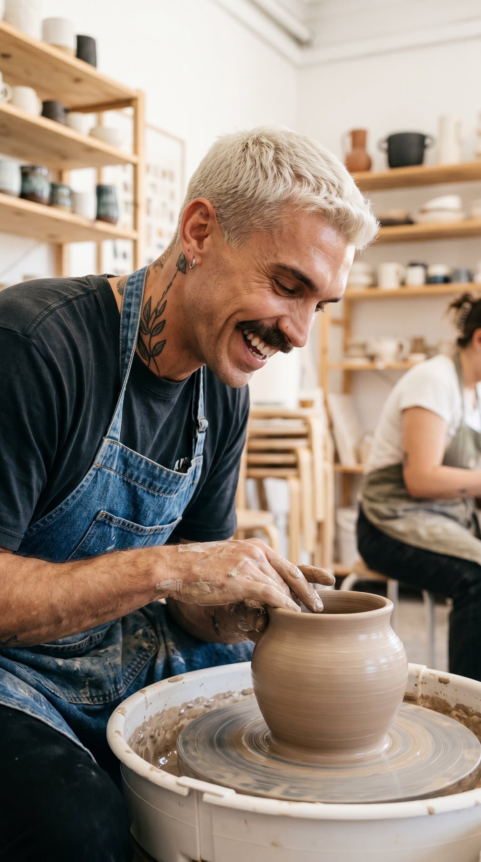 doing a hobby or activity, engaged and happy man,