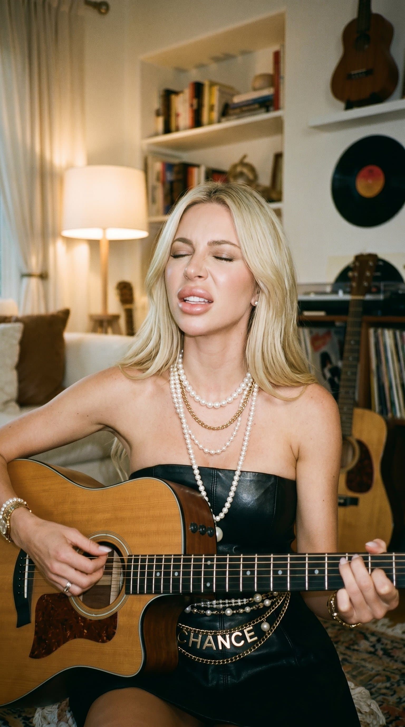playing guitar, artistic beautiful woman, musician