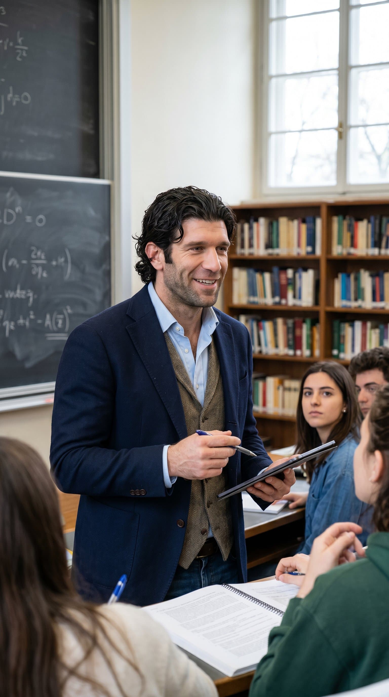 in academia setting, professor professional man, university background, scholarly appearance