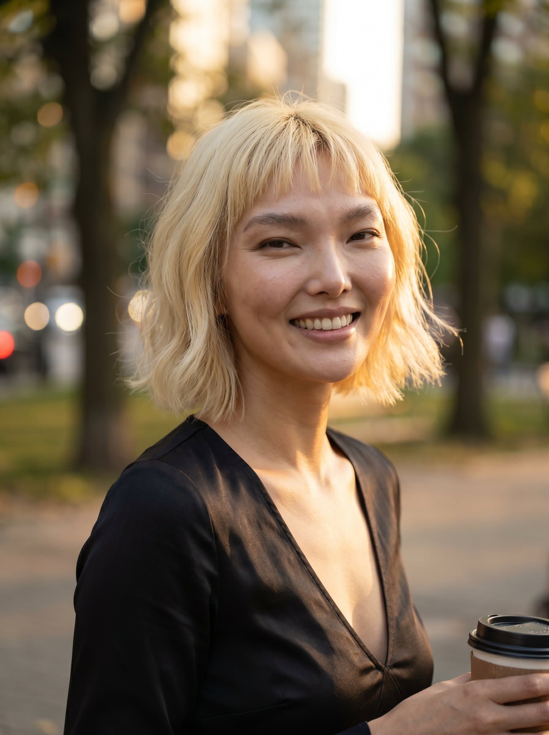 Formulate a illustrating warmth and relatability, framed in golden hour light. Capture the actor in a candid moment, with natural features highlighted by a gentle, sun-kissed glow and clear, sharp details.