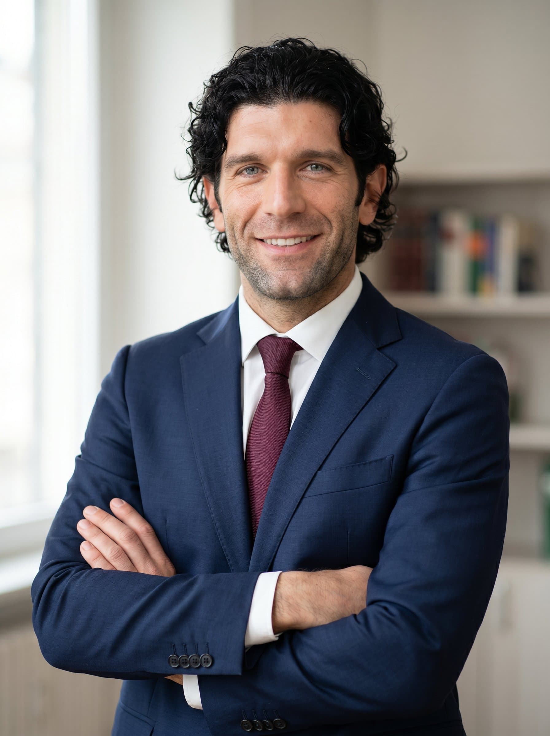 : Showcase a CPA in a smart business outfit, standing in front of a soft, blurred neutral background. The lighting enhances their friendly yet professional demeanor, ideal for conveying trust and reliability.