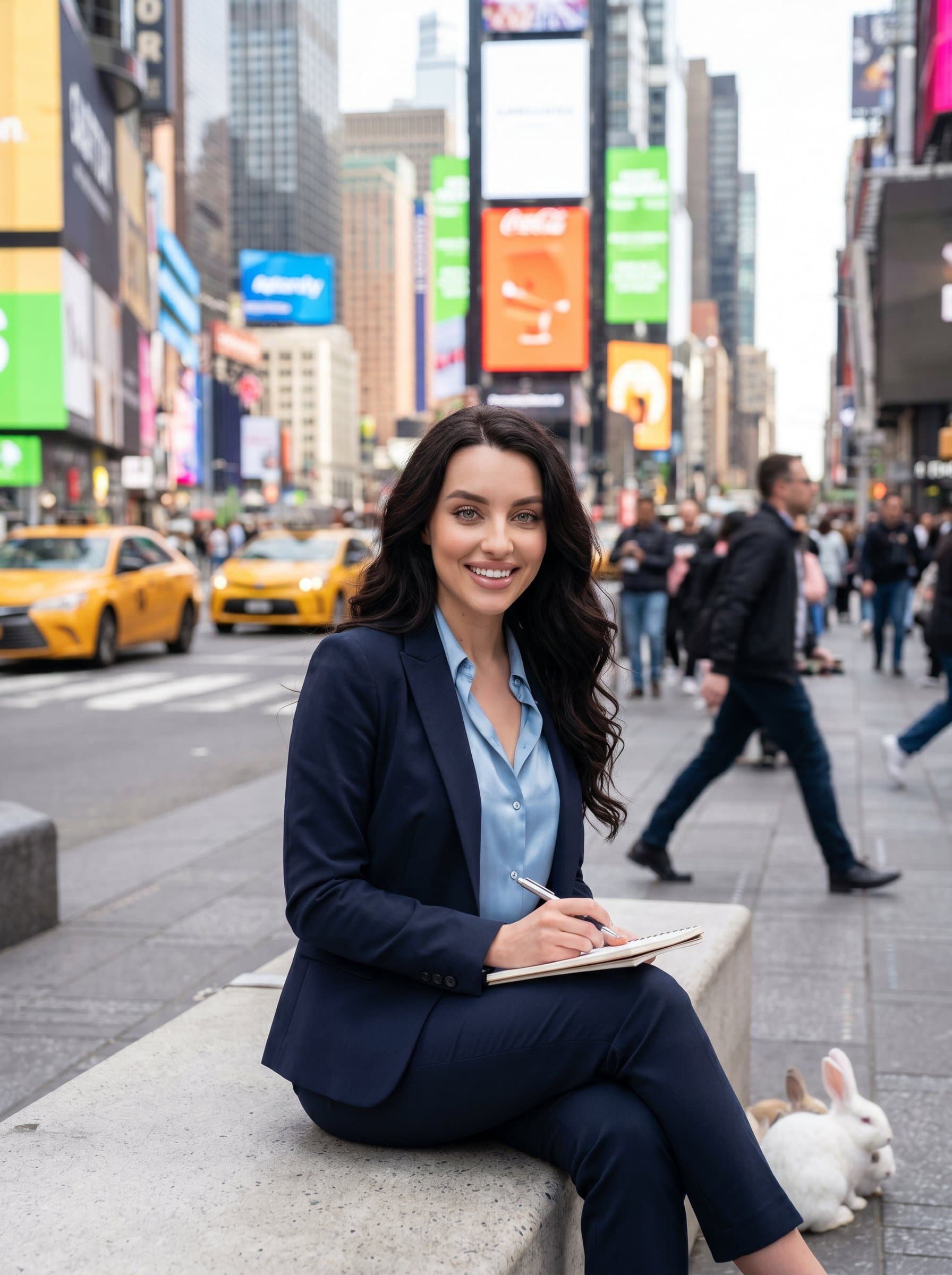 Generate a capturing a life coach in a bustling urban setting. The dynamic background symbolizes their adaptability and ability to thrive amidst challenges.