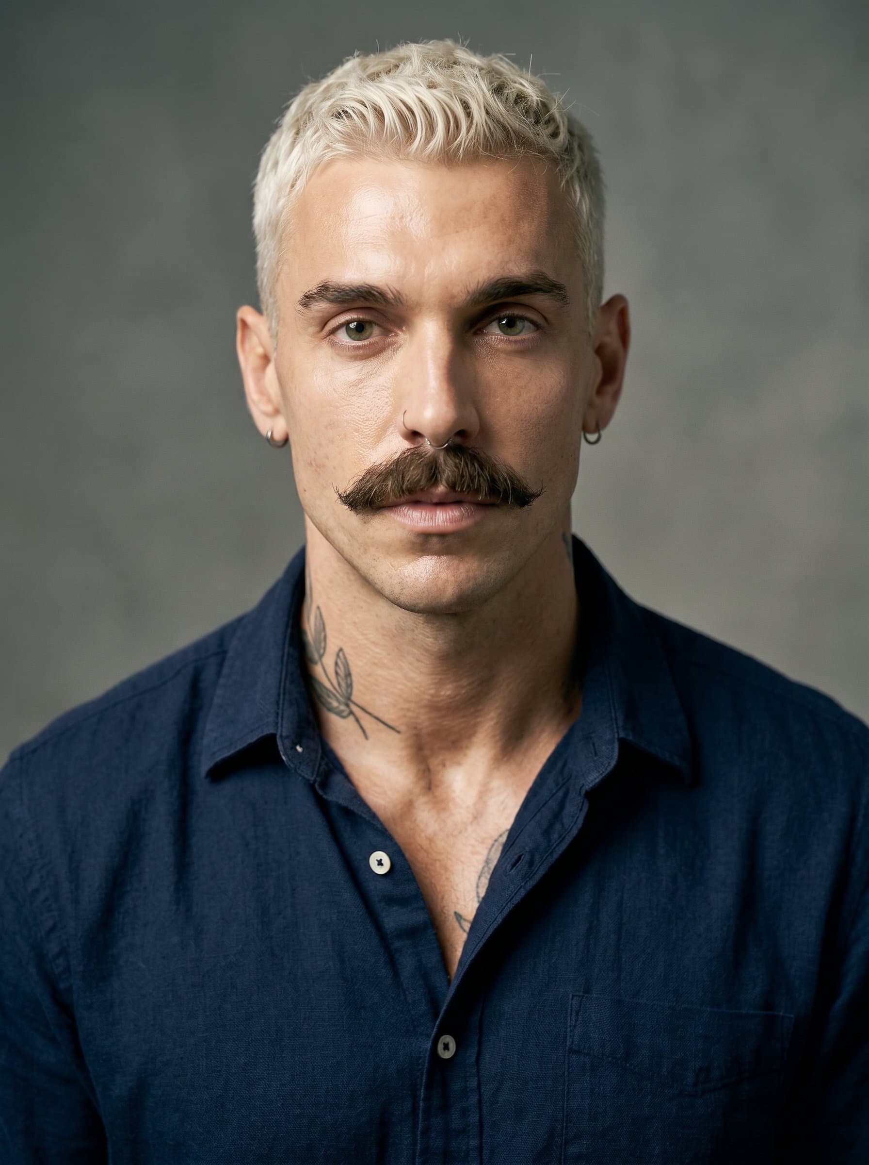 in an open-collared shirt, symbolizing a blend of casual and professional. The headshot set against a muted background highlights their relaxed yet ready-for-business attitude, essential for breaking news scenarios.