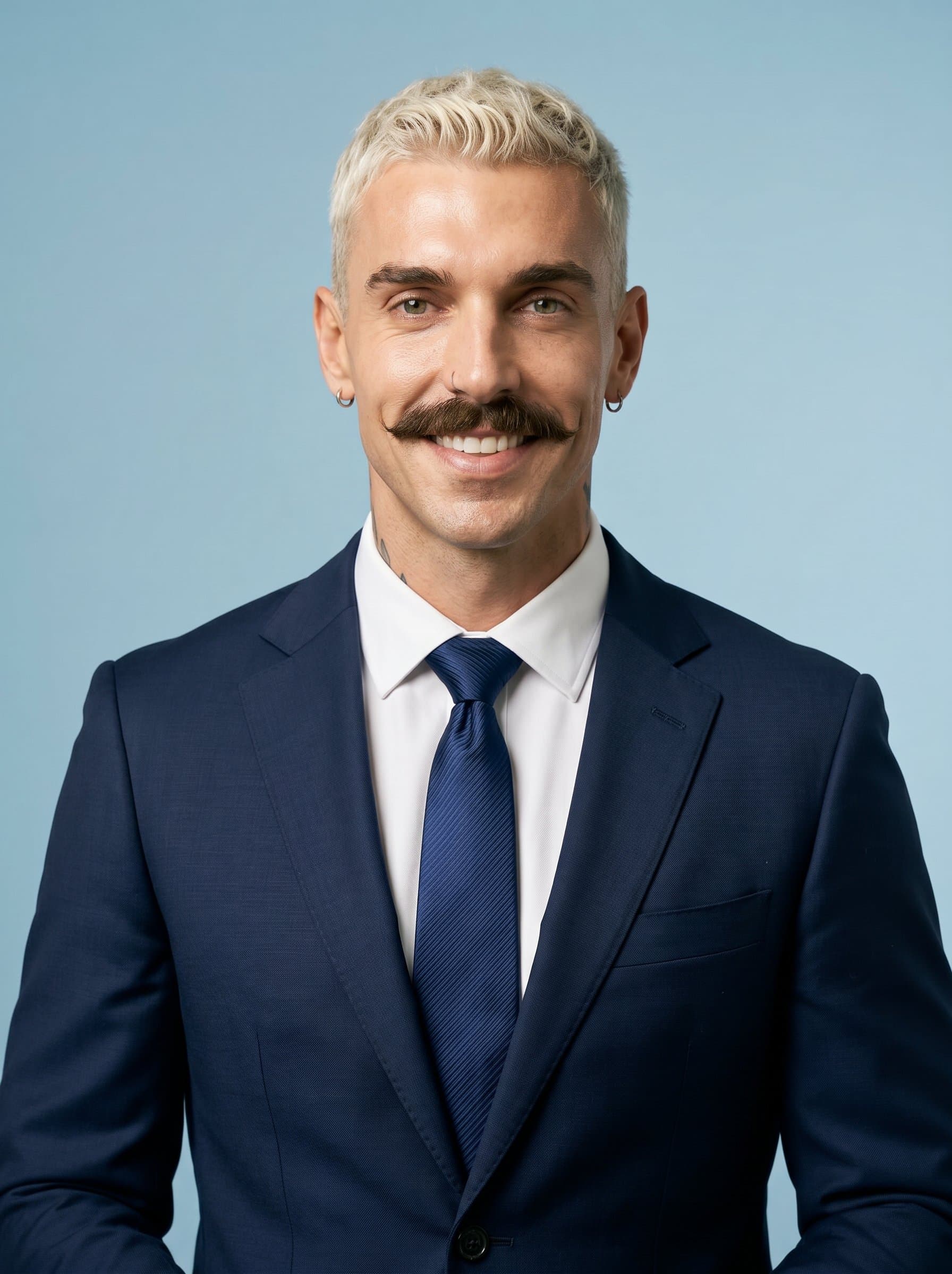 Headshot of wearing a tailored suit. Neutral background and soft, accentuating light provide an approachable, professional appearance suitable for a TV news anchor.