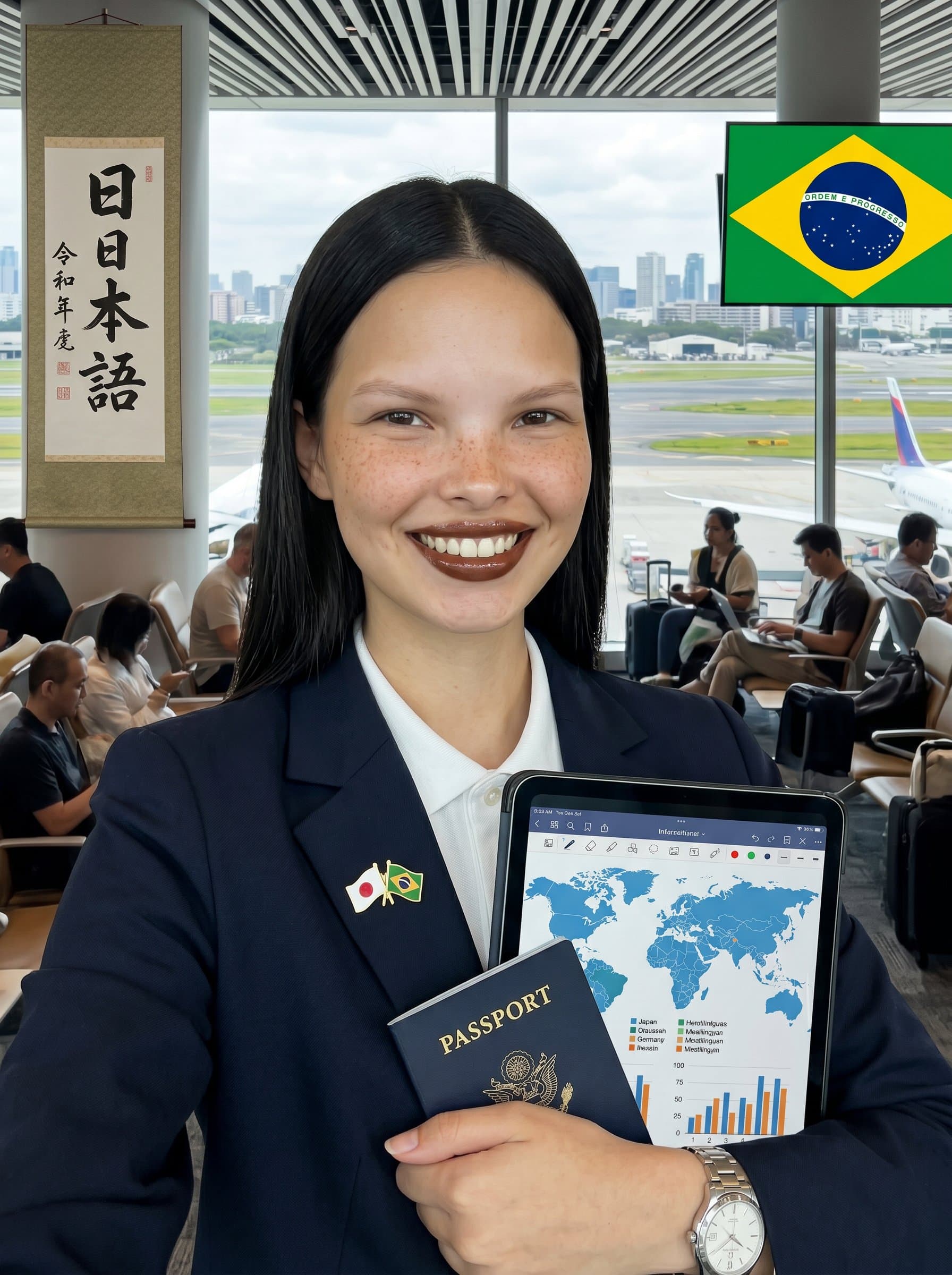 Craft a image reflecting a global citizen, incorporating elements of international culture and a worldly background, ideal for recruiters with a cosmopolitan approach to business.