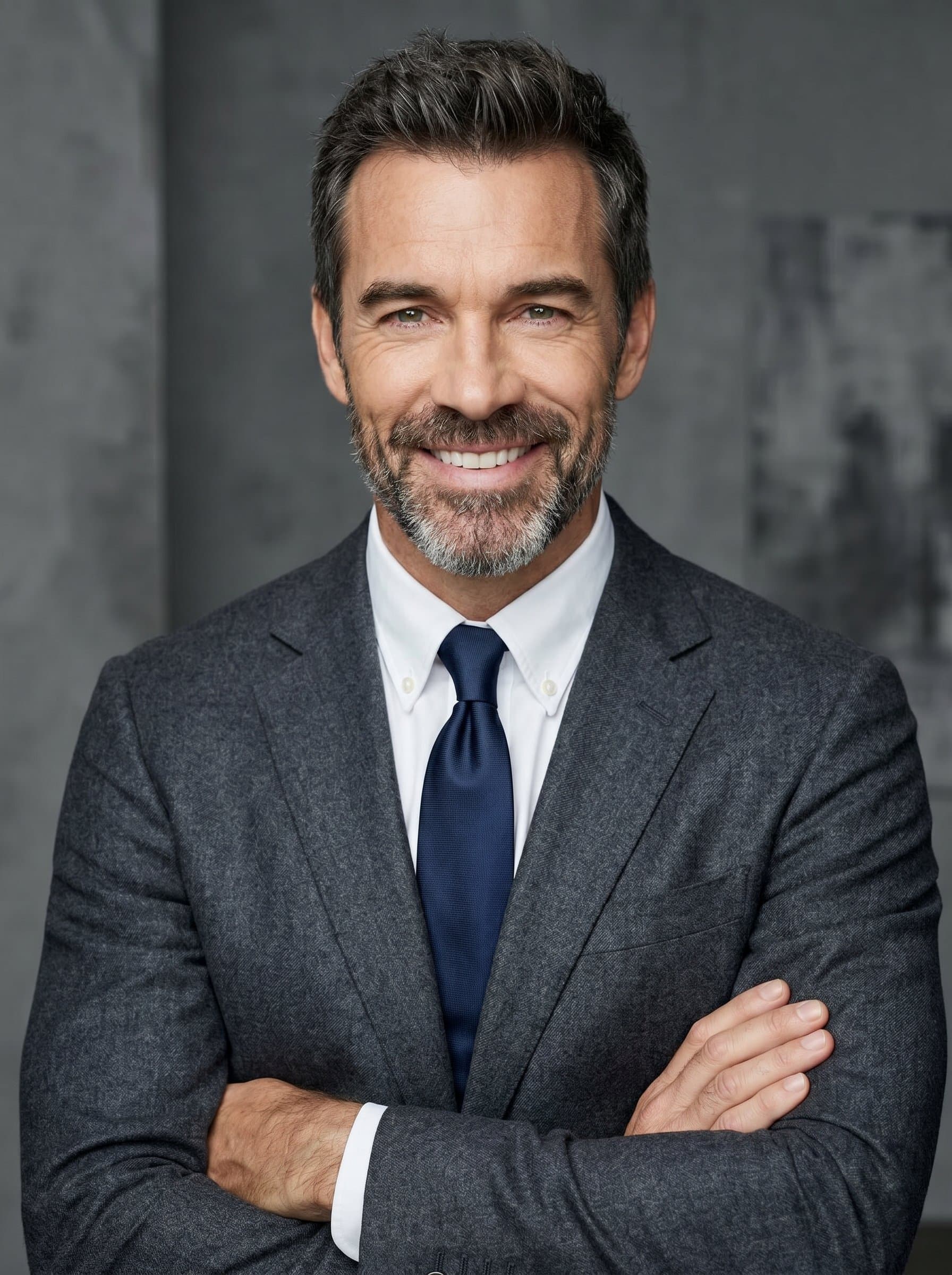 The photo captures 's friendly expression and polished outfit against a subdued, monochrome backdrop. This setting enhances their profile as a capable leader and approachable contact within educational networks.