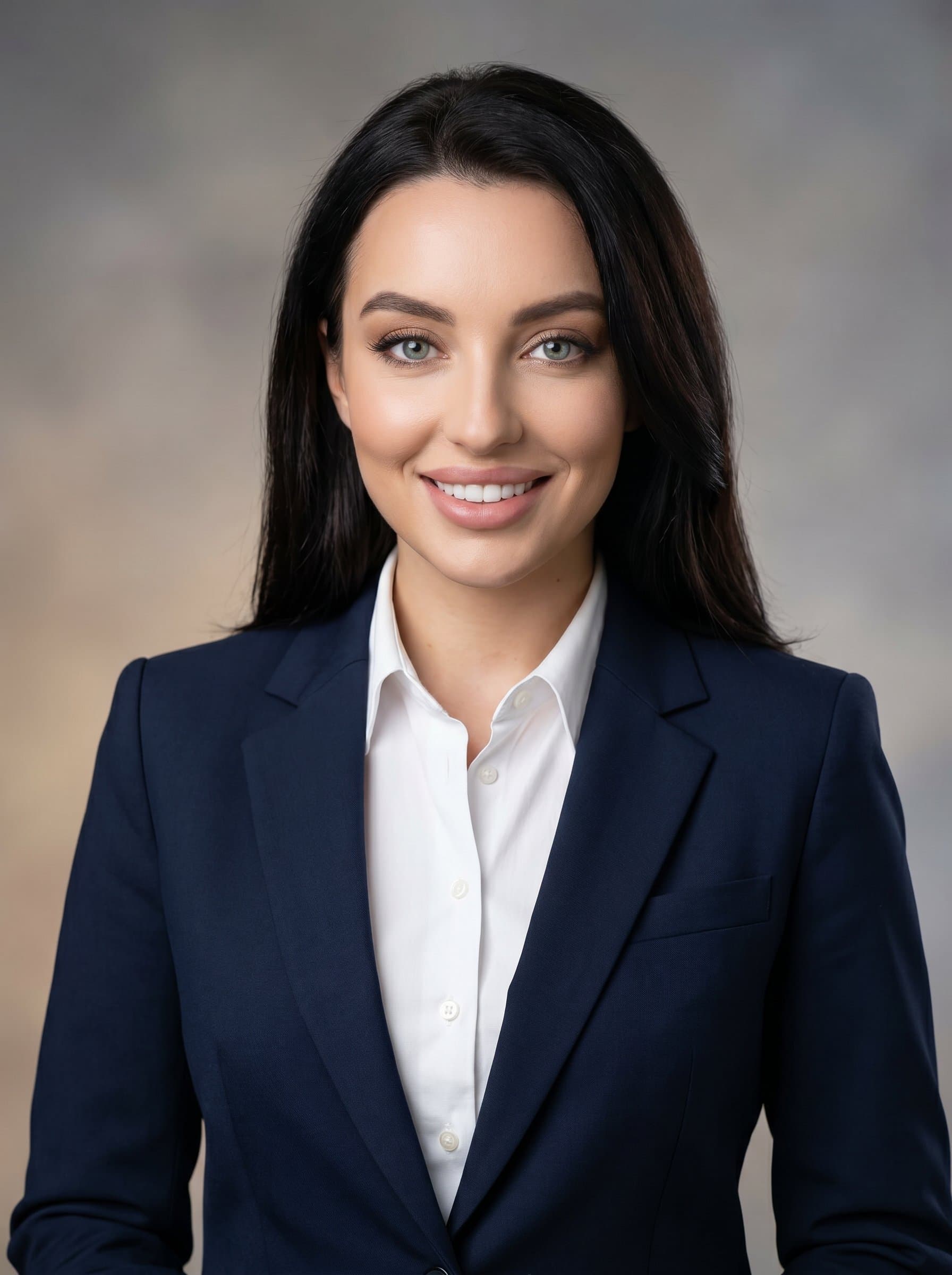 : Produce a headshot with an engaging expression and a polished look, set against a subtle gradient background, suitable for conveying integrity in political promotional content.