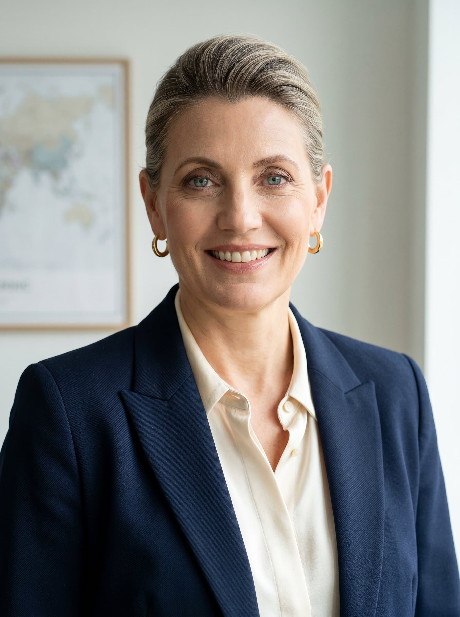 : Create a headshot that embodies confidence and sincerity, with natural light and a minimalist background, suitable for conveying a politician's trustworthy persona in digital media.