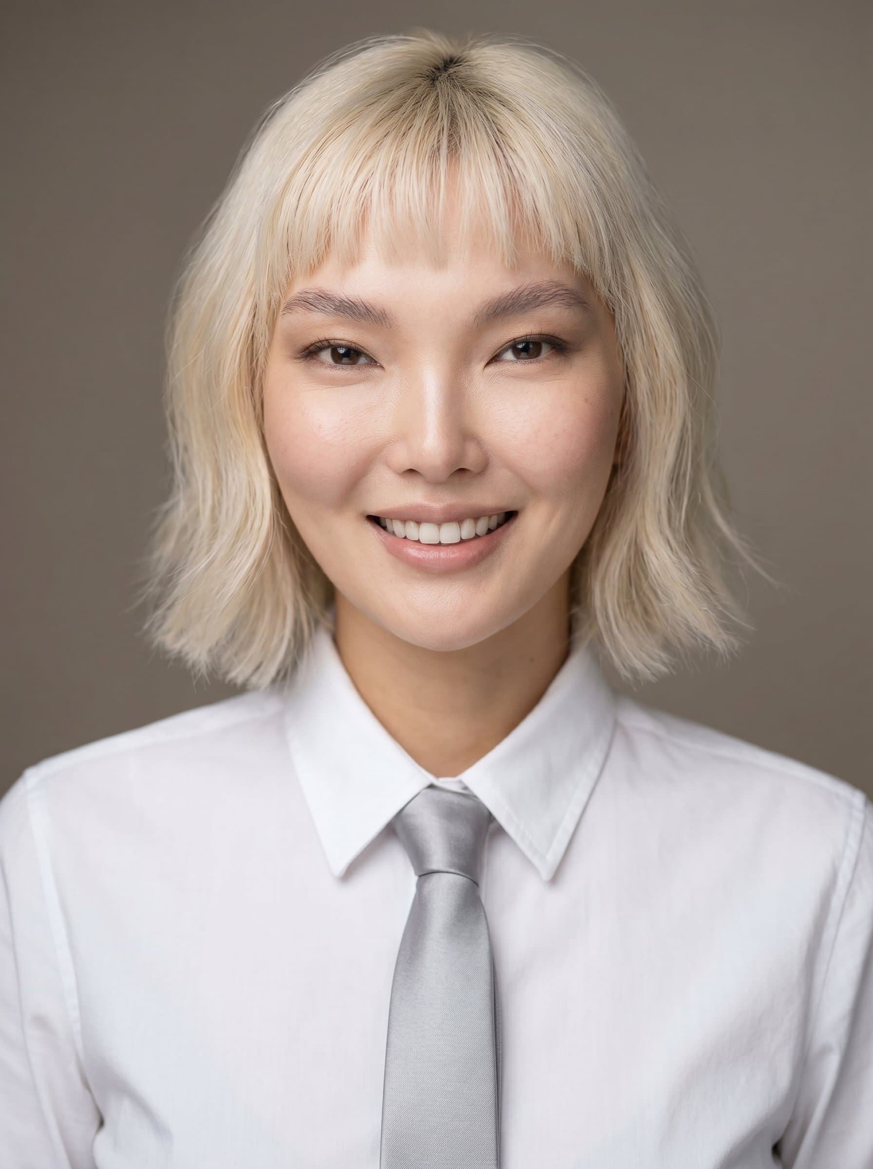 : Capture a headshot of a pastor with a wise and inviting expression, donning a neat white shirt and tie, placed against a gentle taupe background, radiating trust and faithfulness.
