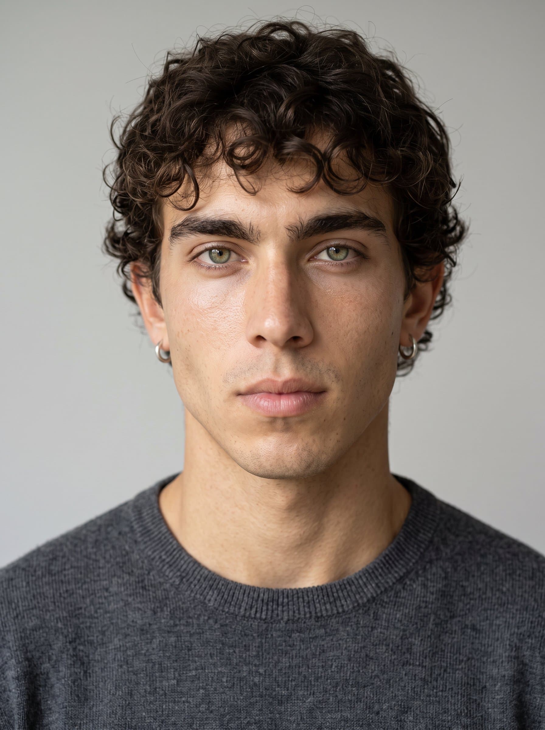 : Develop a minimalist AI headshot with an emphasis on the man's unique features, using soft lighting and a neutral background to ensure the focus remains on authentic beauty.