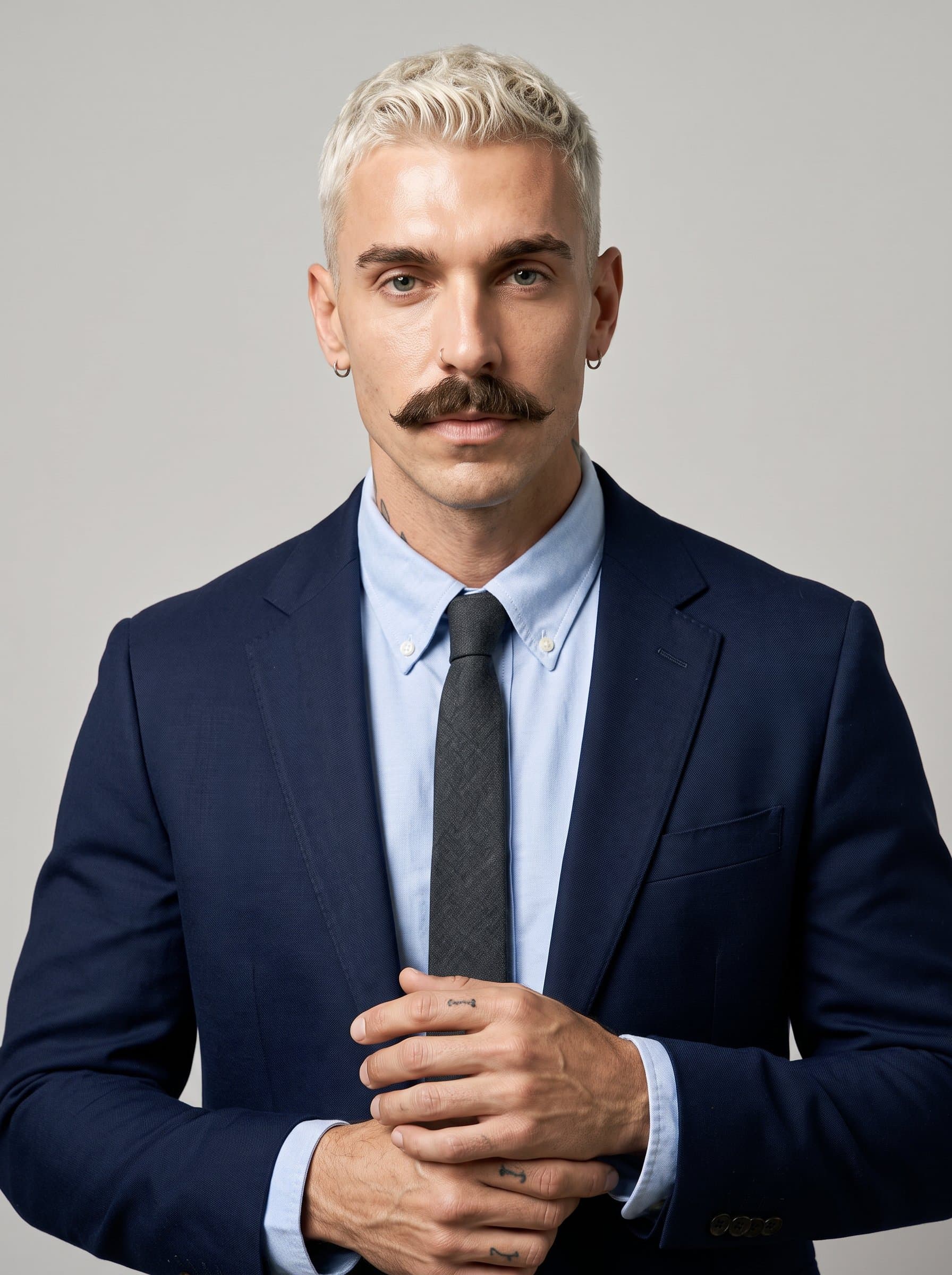 clean and simple headshot of a man with short hair, attired in a professional yet modern outfit. The neutral gray background ensures focus on the man, great for software industry profiles.