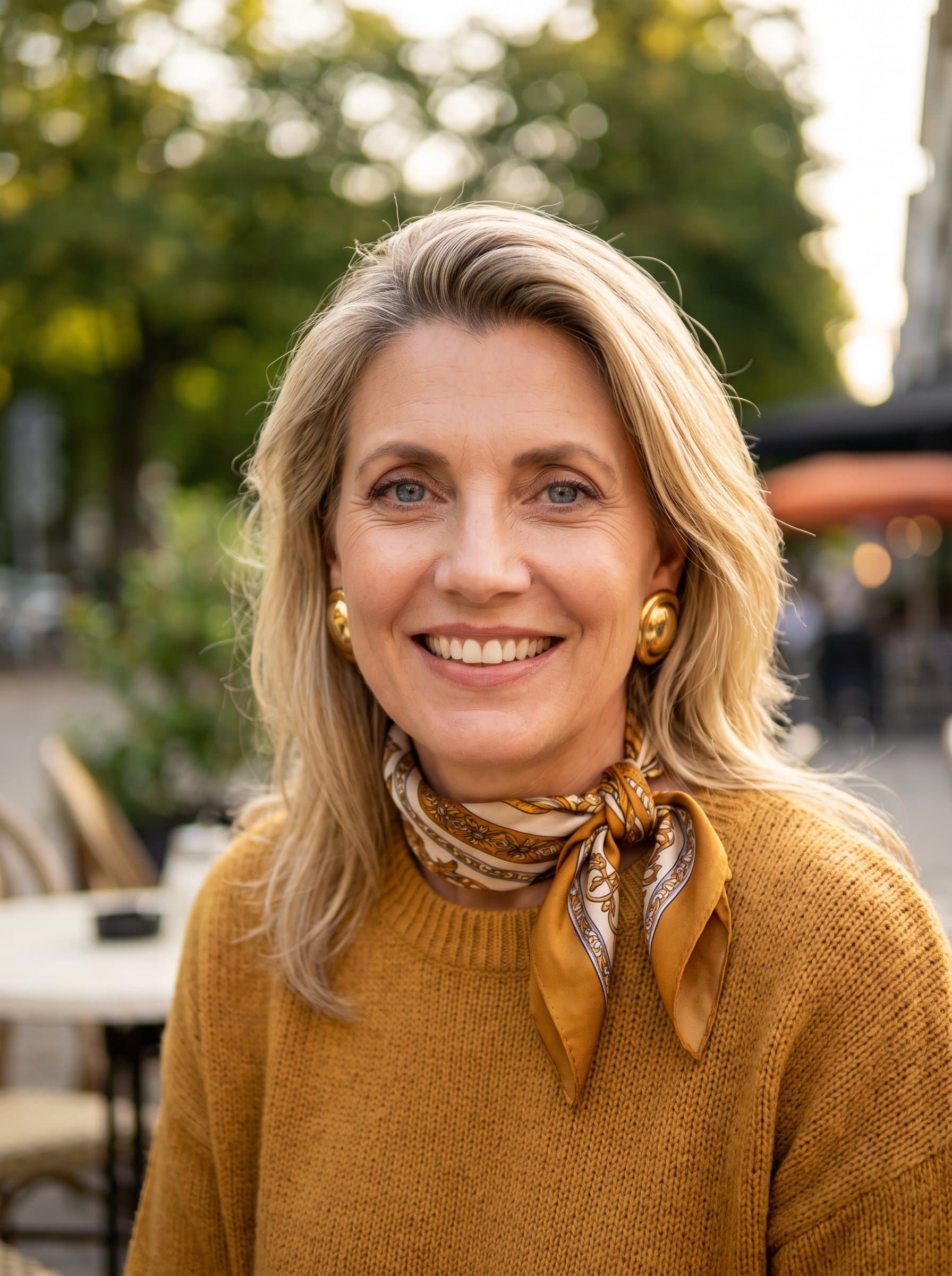 Casual style headshot with warm lighting and a friendly smile. The background is a softly blurred outdoor setting, ideal for lifestyle or vlogging YouTube channels.