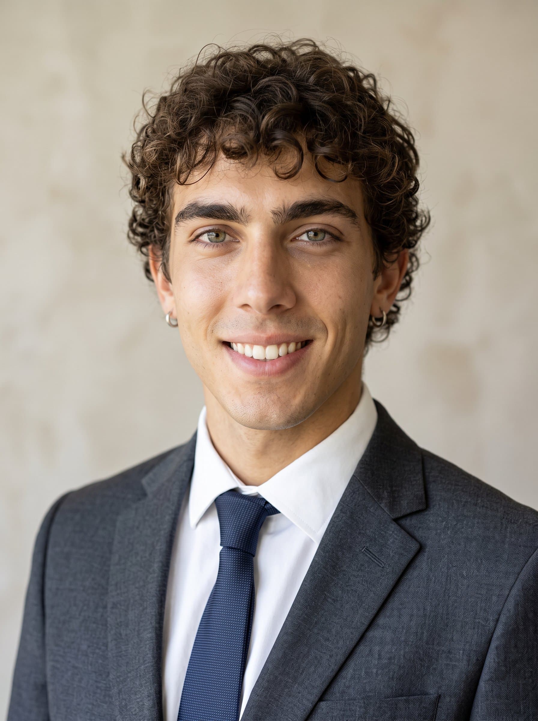Craft a headshot that exudes professionalism and calmness. Employ natural lighting against a neutral backdrop to create an executive style suitable for Microsoft Teams.