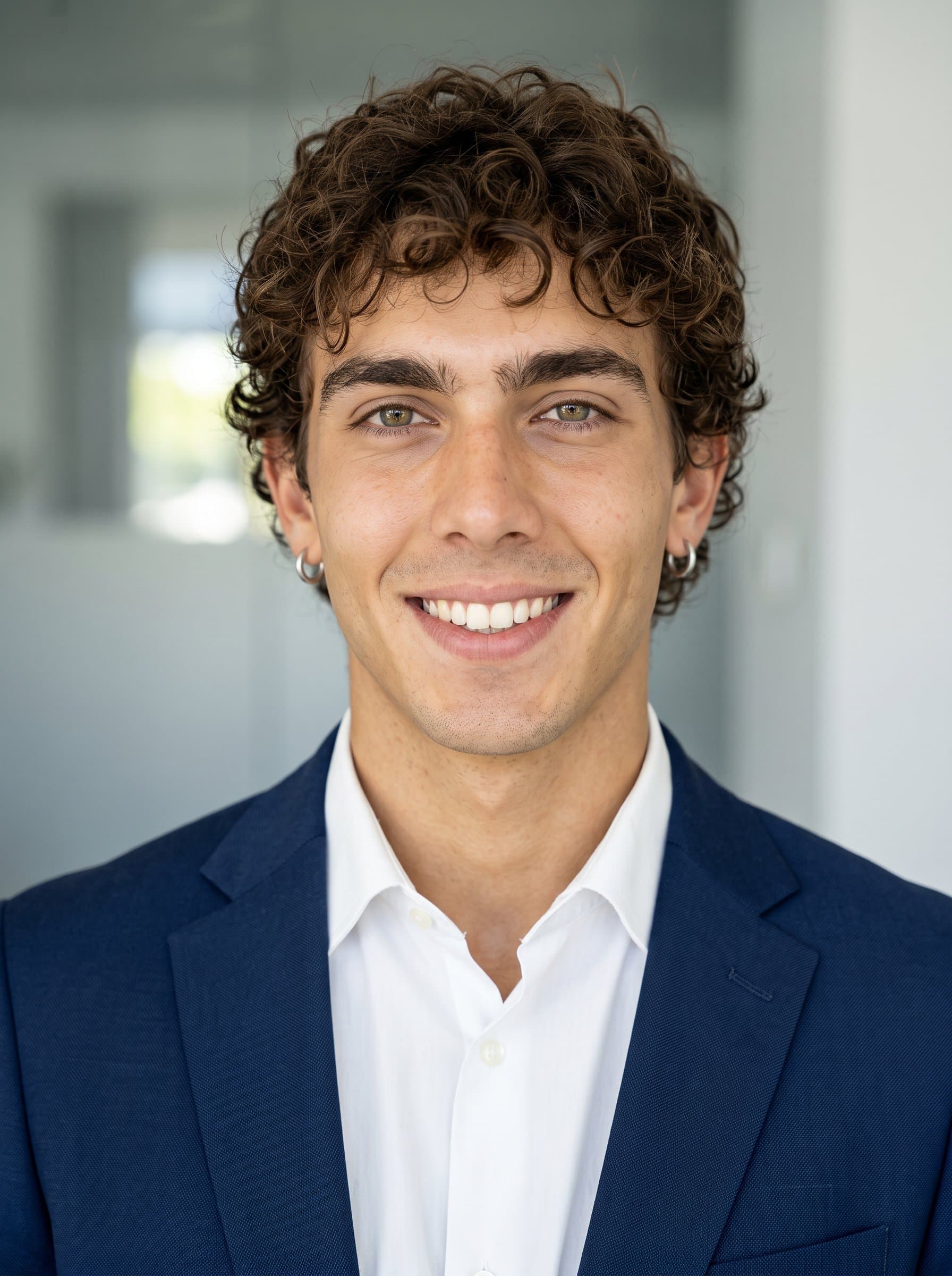 Capture a headshot displaying both authority and approachability, with natural lighting harmonizing with a simple background for a professional Microsoft Teams profile.