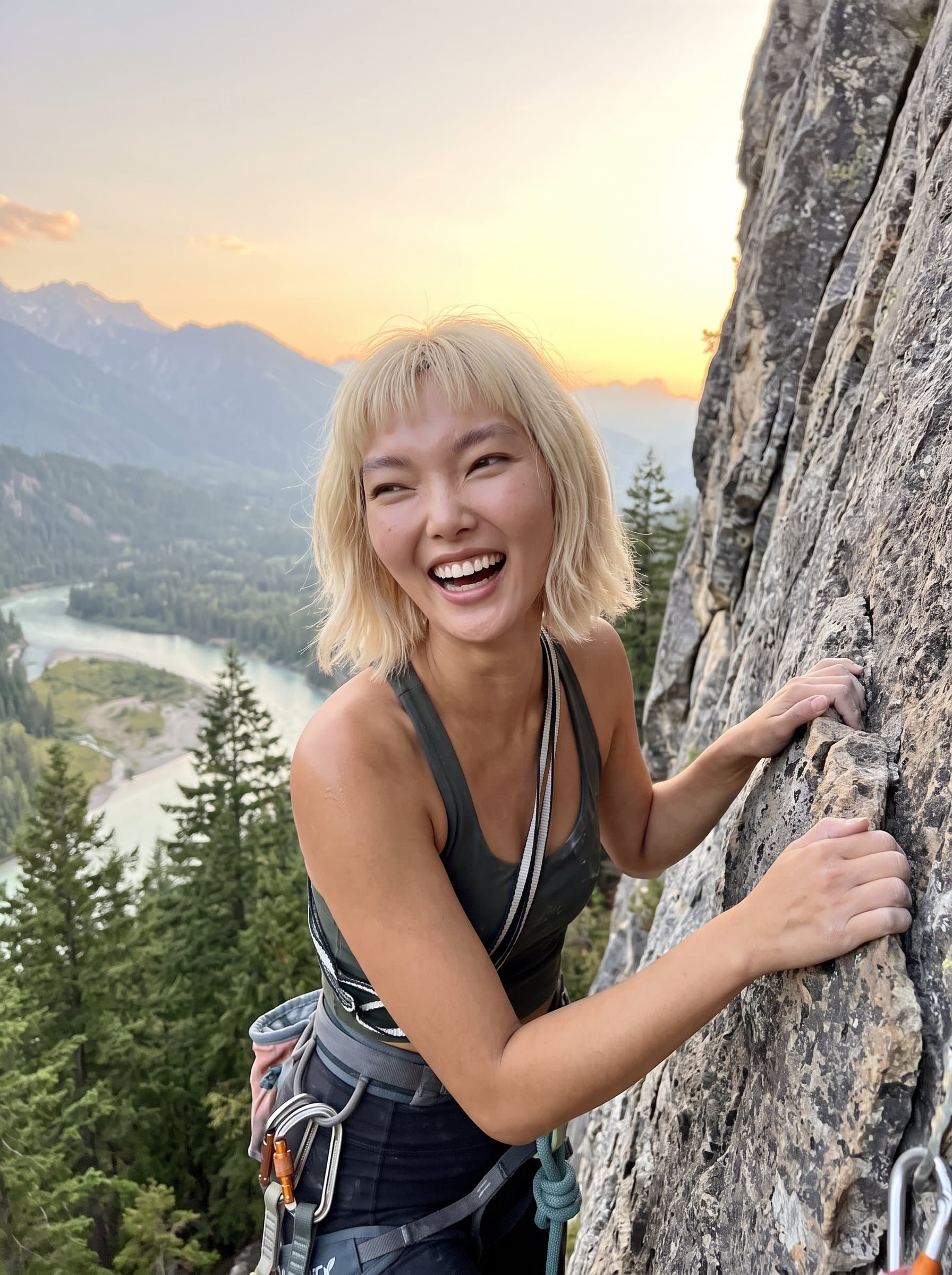 : Shoot an Outdoor Adventure headshot with the woman engaged in a favorite outdoor activity, reflecting their adventurous spirit and zest for life on a Match.com profile.