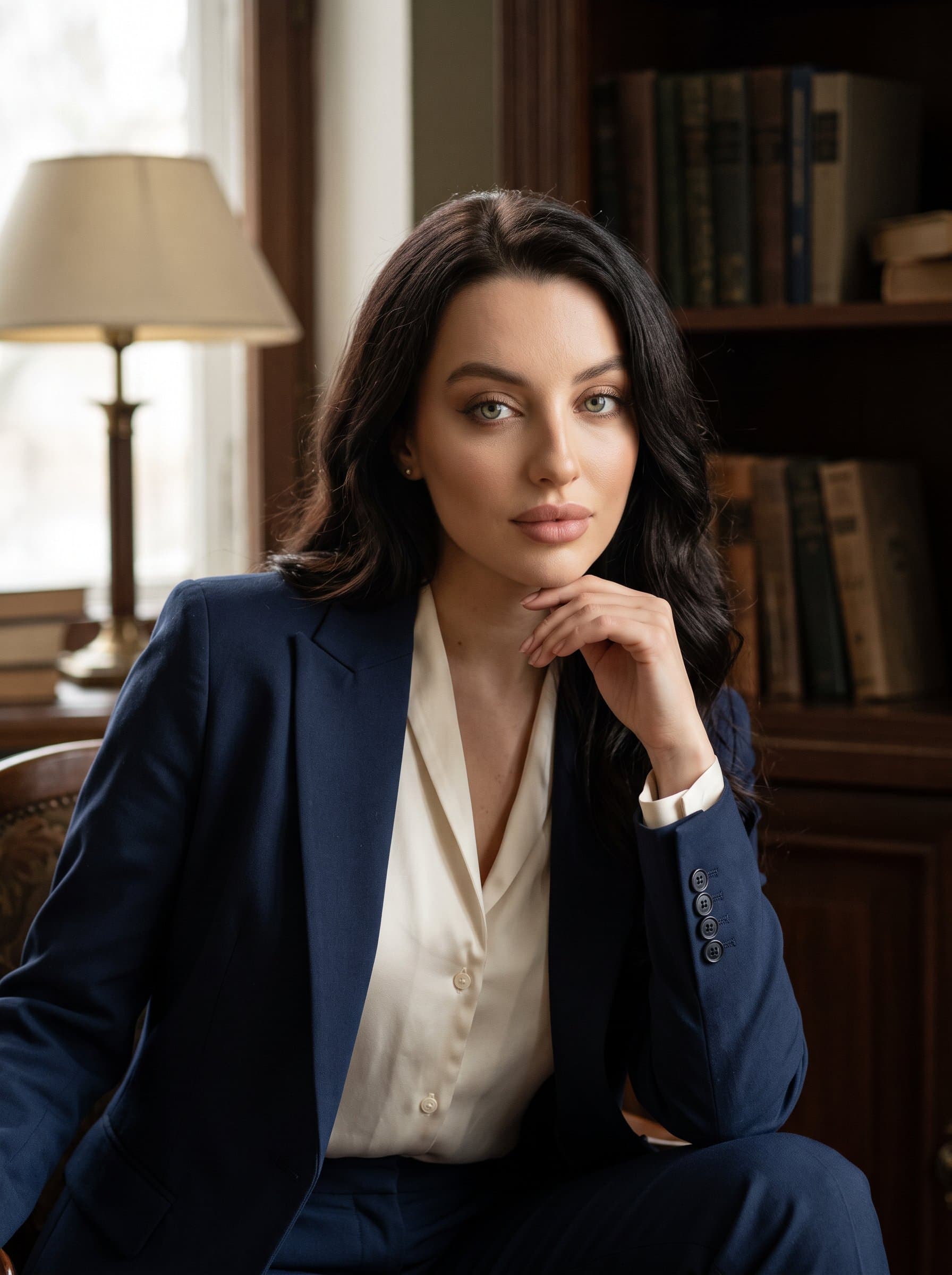 : Capture a Classic Elegance headshot with a vintage-inspired setting, exuding grace and poise for a Match.com profile that seeks to attract meaningful relationships.