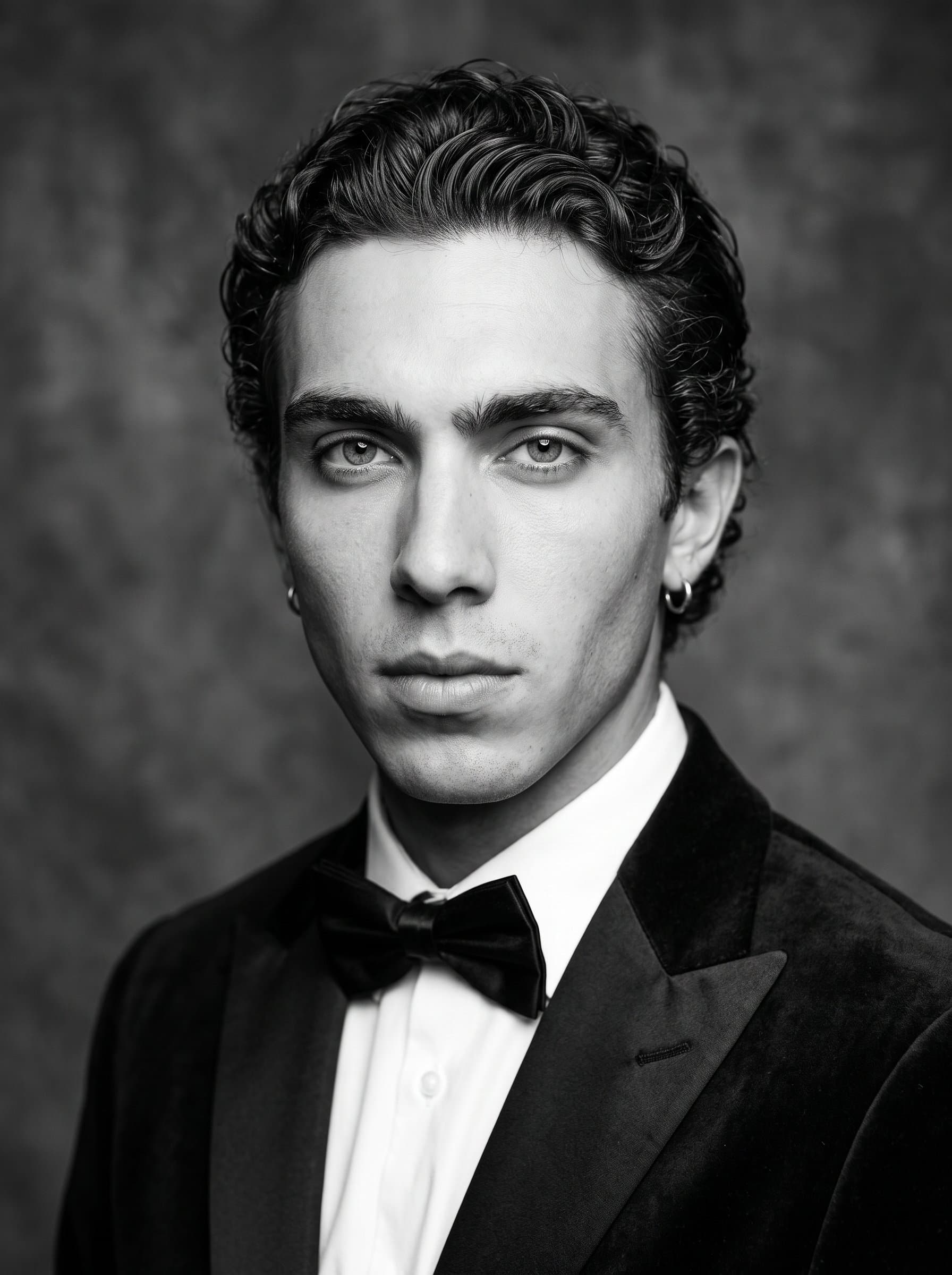 Craft a headshot that embodies a timeless classic Hollywood style, focusing on polished, elegant features and a sophisticated expression for traditional acting roles.