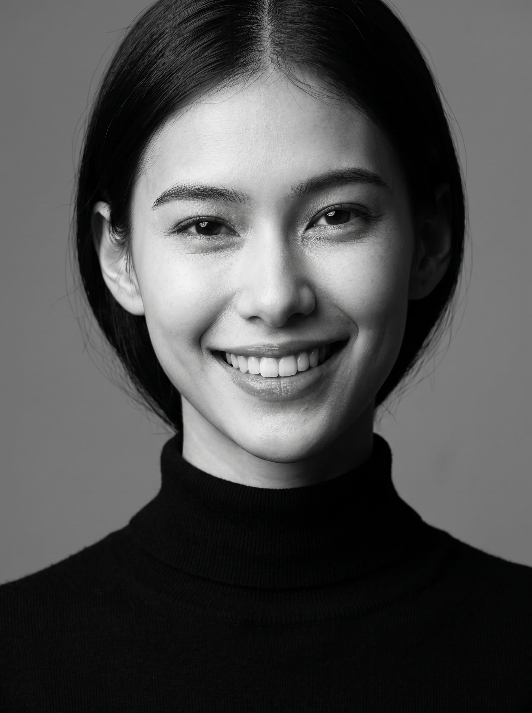 Create a headshot with a minimalist, monochromatic palette, focusing on subtle features and clean lines for modern, sophisticated character types.