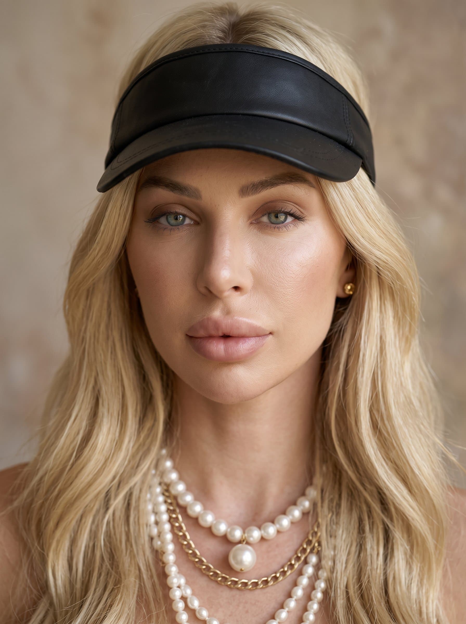 : Frame a close-up headshot where the woman's expression is calm and composed. Use natural lighting to highlight the cheekbones against a subtle, earth-toned background for a modern, polished look.